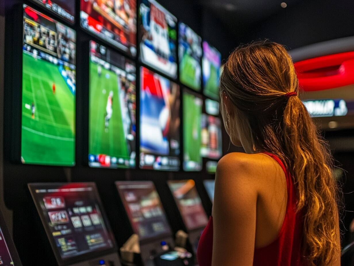 Young woman betting on sports at RocketPlay9